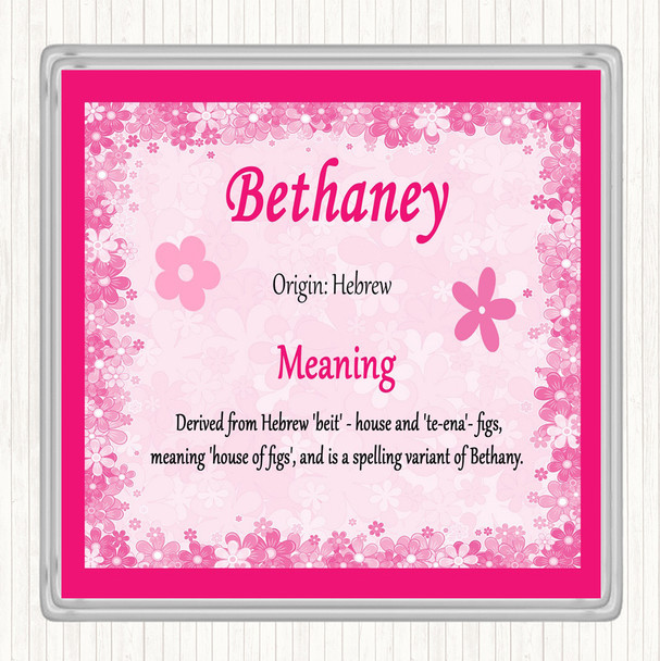 Bethaney Name Meaning Coaster Pink