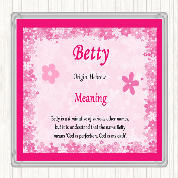 Betty Name Meaning Coaster Pink