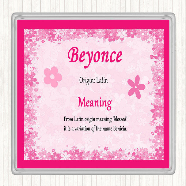 Beyonce Name Meaning Coaster Pink