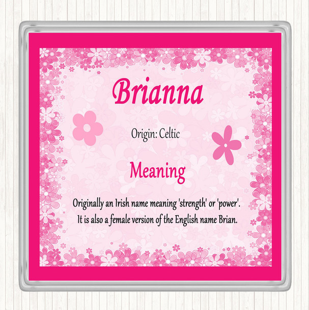 Brianna Name Meaning Coaster Pink