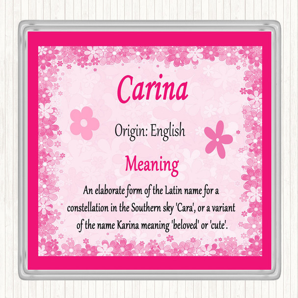 Carina Name Meaning Coaster Pink