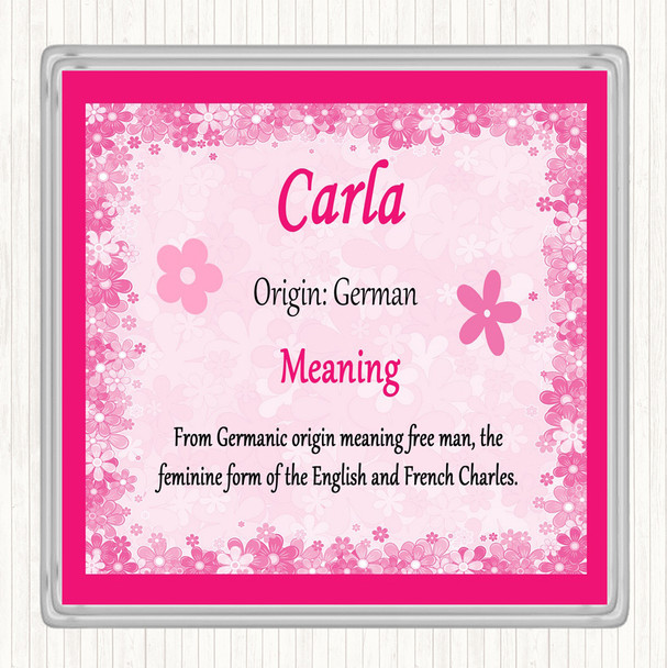 Carla Name Meaning Coaster Pink