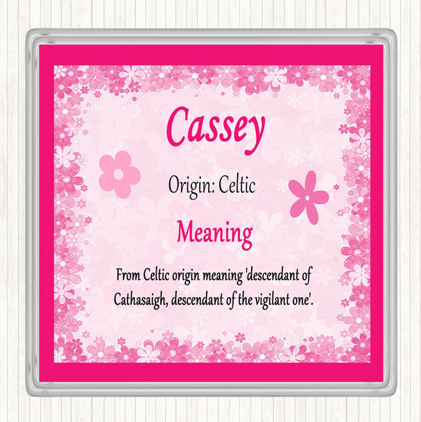 Cassey Name Meaning Coaster Pink