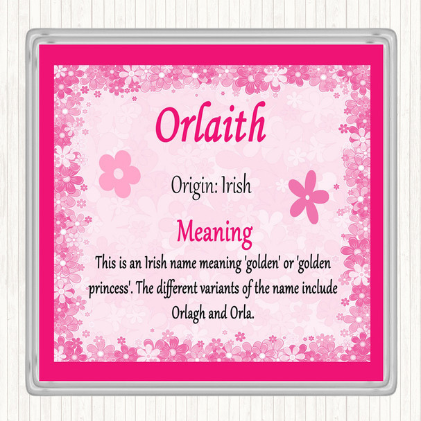 Orlaith Name Meaning Coaster Pink