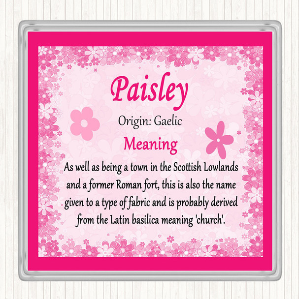 Paisley Name Meaning Coaster Pink