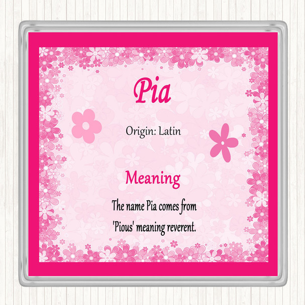 Pia Name Meaning Coaster Pink