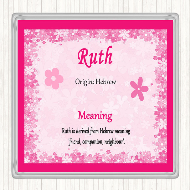 Ruth Name Meaning Coaster Pink