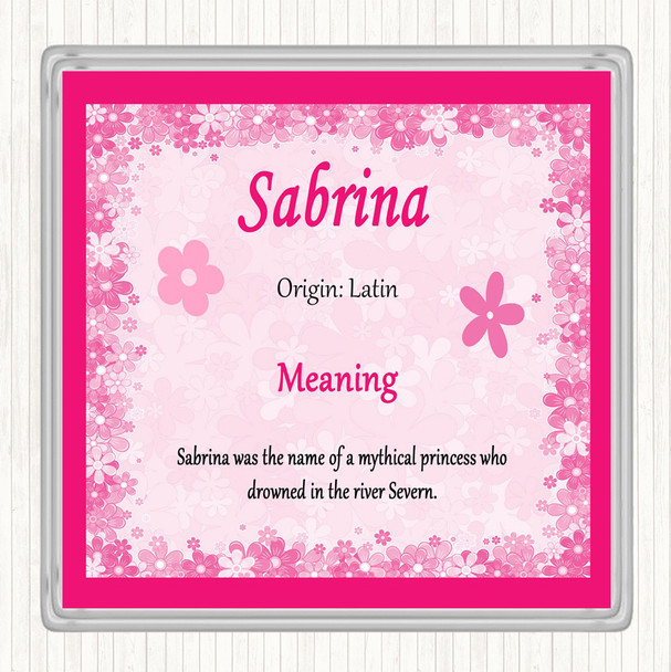Sabrina Name Meaning Coaster Pink
