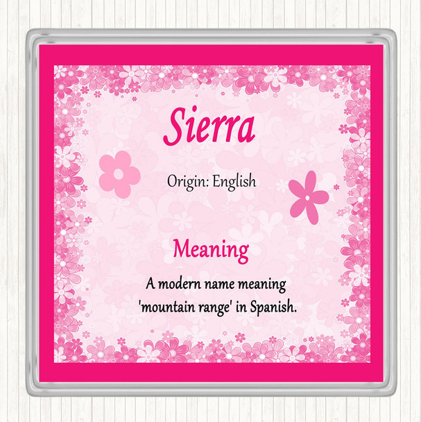 Sierra Name Meaning Coaster Pink