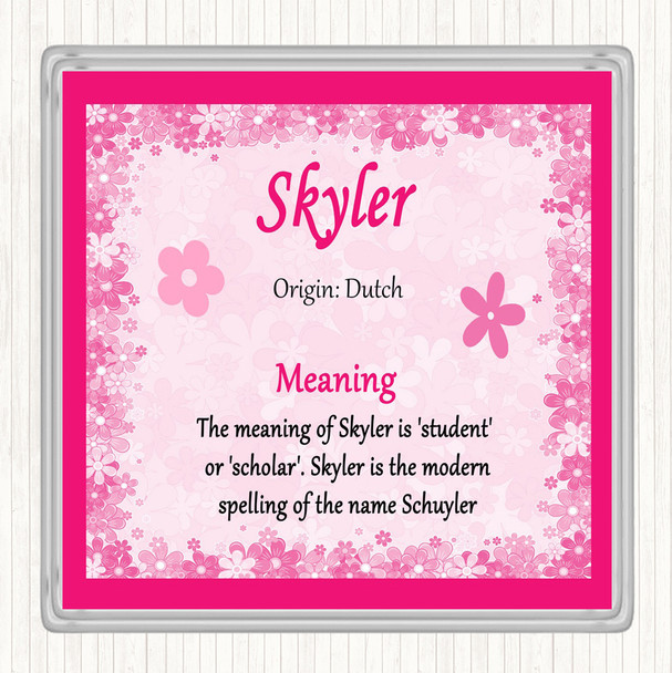 Skyler Name Meaning Coaster Pink