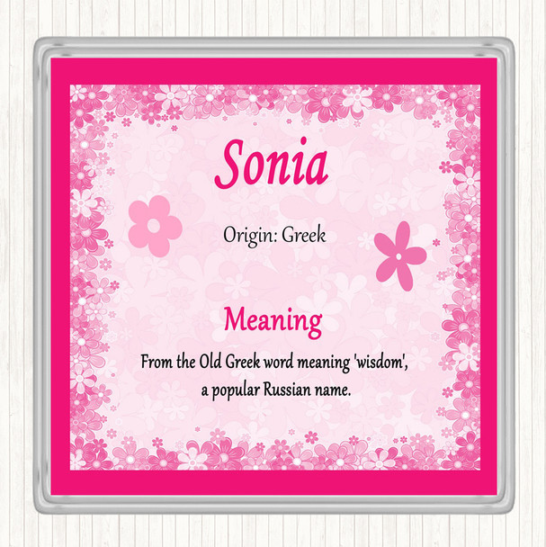 Sonia Name Meaning Coaster Pink