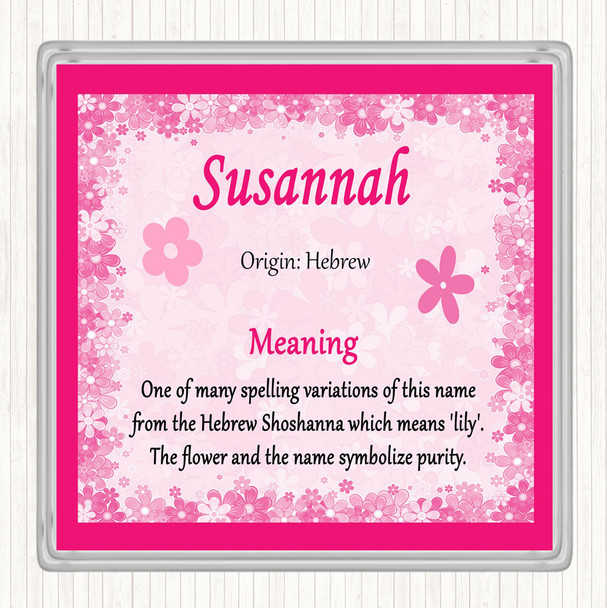 Susannah Name Meaning Coaster Pink