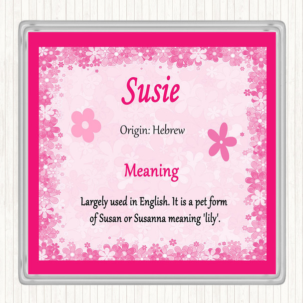 Susie Name Meaning Coaster Pink