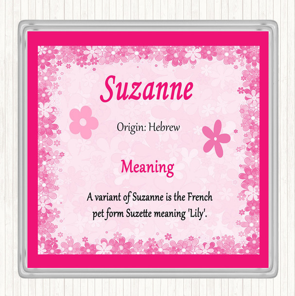 Suzanne Name Meaning Coaster Pink