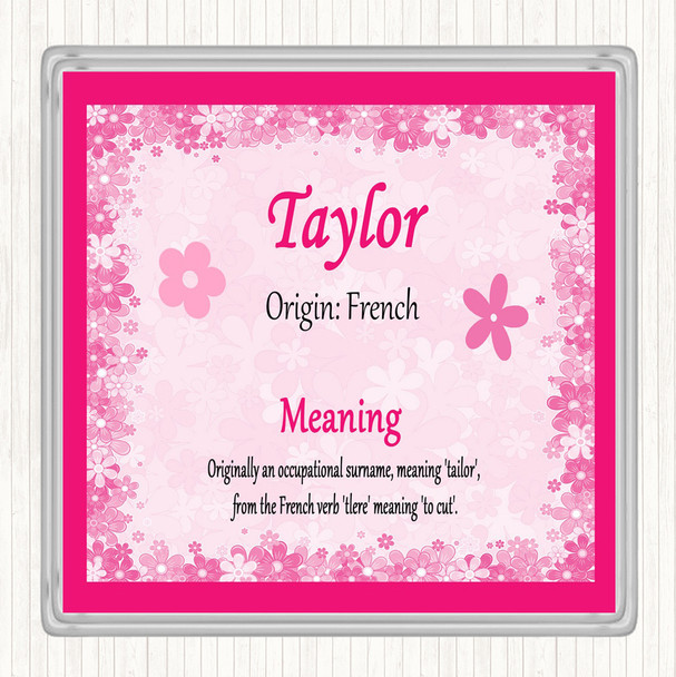 Taylor Name Meaning Coaster Pink