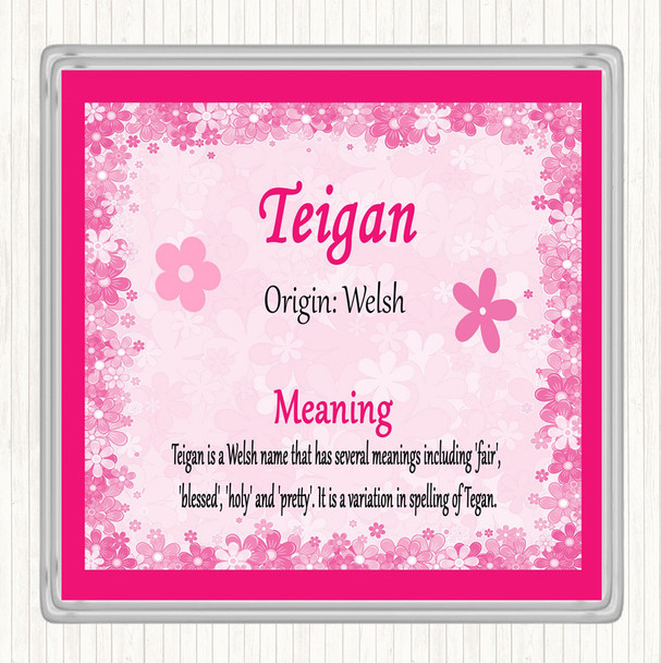 Teigan Name Meaning Coaster Pink