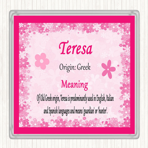 Teresa Name Meaning Coaster Pink