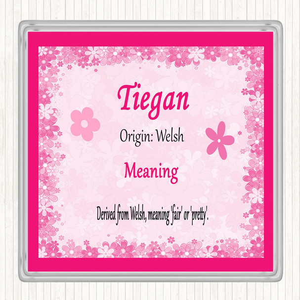 Tiegan Name Meaning Coaster Pink