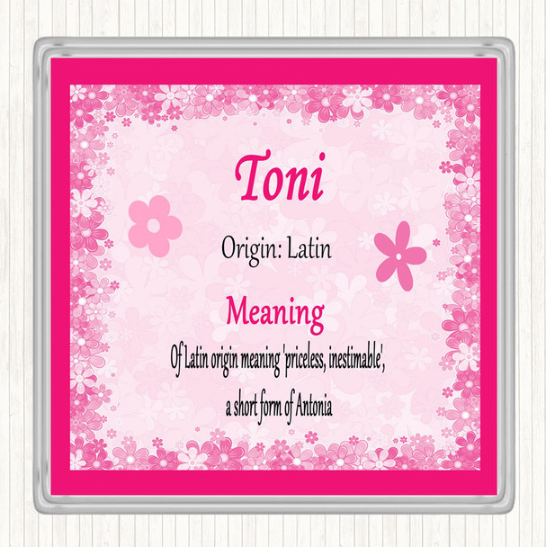 Toni Name Meaning Coaster Pink