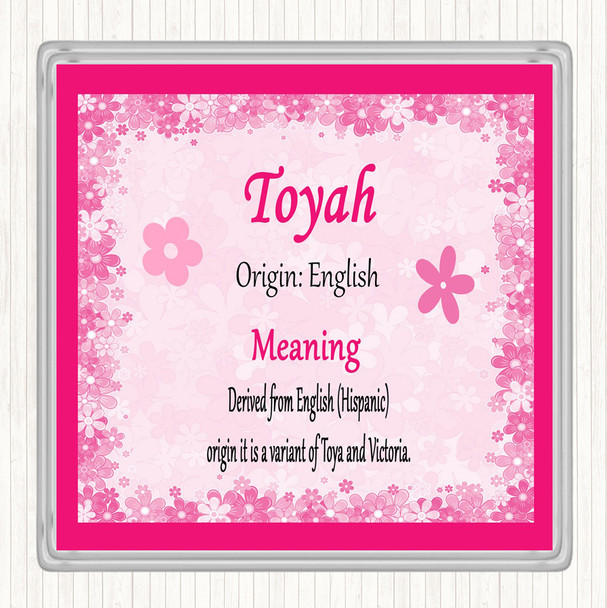 Toyah Name Meaning Coaster Pink