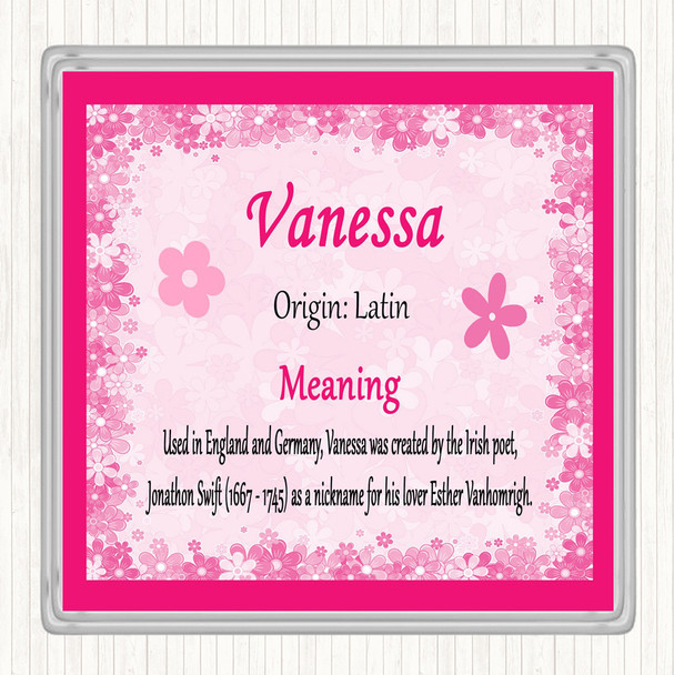 Vanessa Name Meaning Coaster Pink