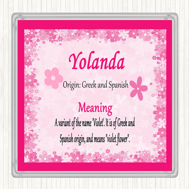 Yolanda Name Meaning Coaster Pink