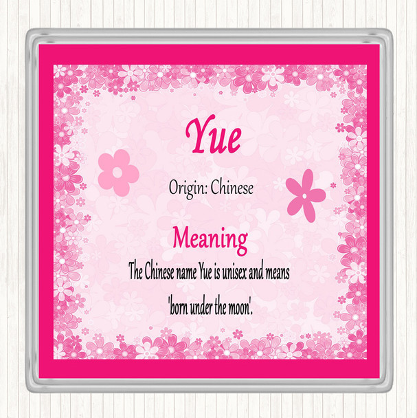 Yue. Name Meaning Coaster Pink