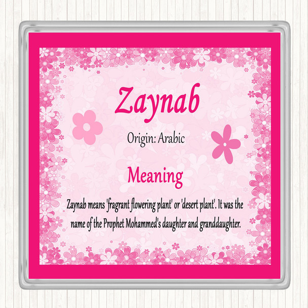 Zaynab Name Meaning Coaster Pink