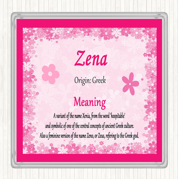 Zena Name Meaning Coaster Pink