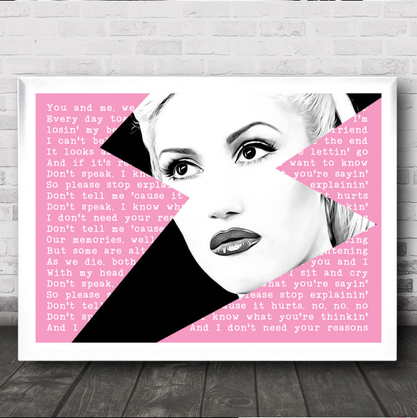 Gwen Stefani Pink Black White Don't Speak Lyric Funky Wall Art Print