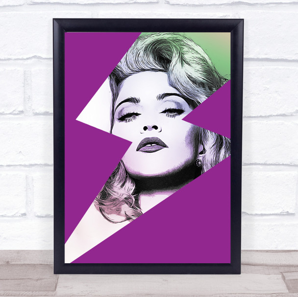 Madonna Glam Graphic Line Purple Tint Lightening Funky Wall Art Print