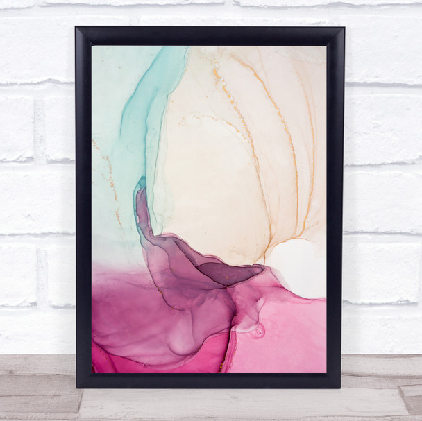 Pink Purple Green Cream Swirl Abstract Wall Art Print