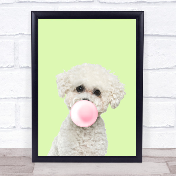 Bichon Frise Colour Dog Green Gum Wall Art Print