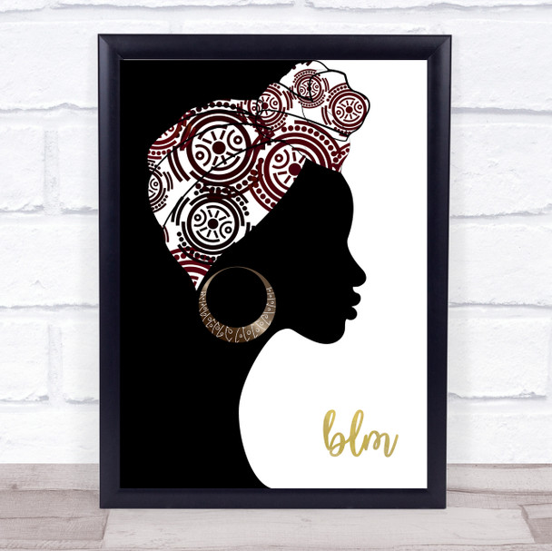 Black Lives Matter African Lady Silhouette & Scarf Wall Art Print