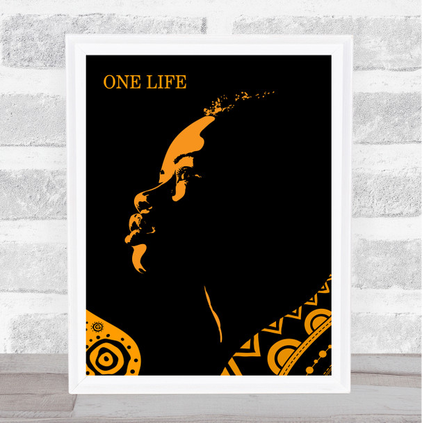 Black Lives Matter Golden Orange Silhouette Female One Life Wall Art Print