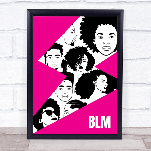 Black Lives Matter Lightening Faces Magenta Wall Art Print