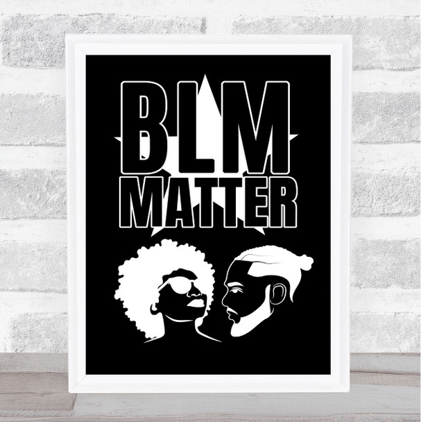 Black Lives Matter Man Woman Black Wall Art Print