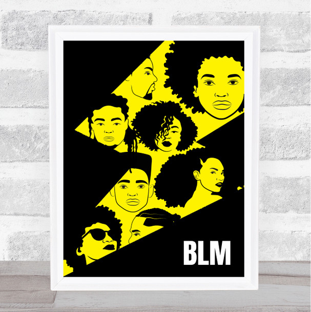 Black Lives Matter Yellow Lightening Faces Wall Art Print