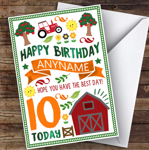 Country Farm Tractor Any Age & Name Personalised Children's Birthday Card