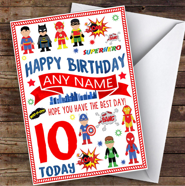 Superhero Comic Any Age & Name Personalised Children's Birthday Card