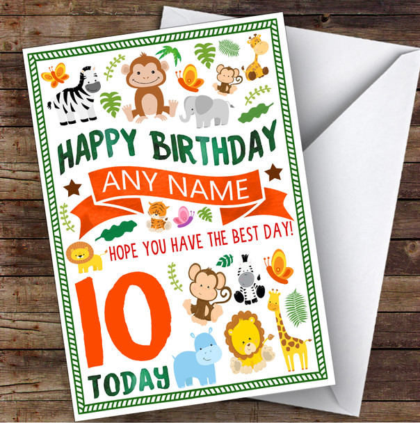 Jungle Animals Any Age & Name Personalised Children's Birthday Card