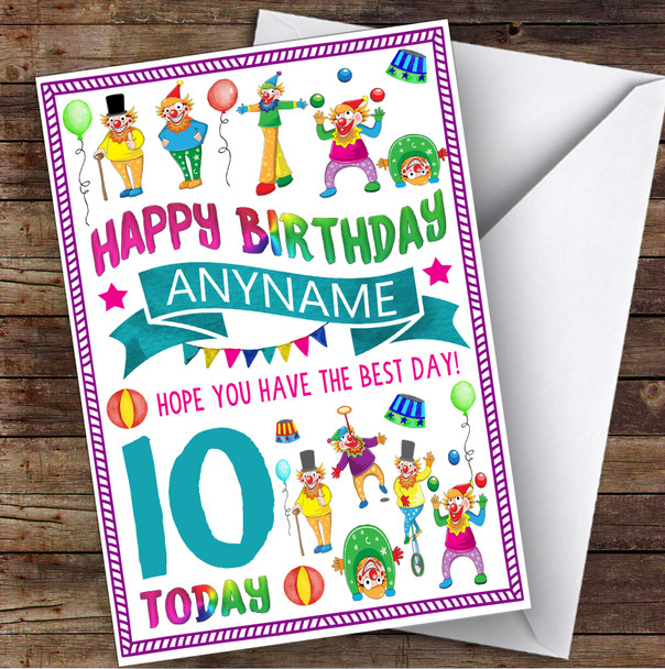 Crazy Clown Any Age & Name Personalised Children's Birthday Card