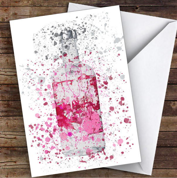 Watercolour Splatter Absolutely Berry Vodka Bottle Personalised Birthday Card
