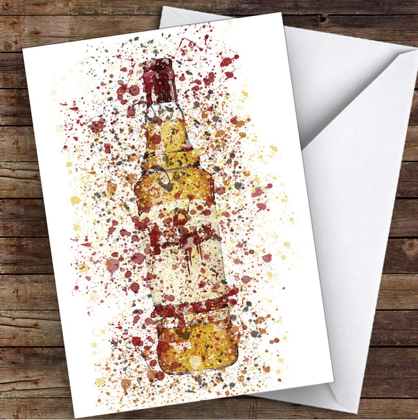 Watercolour Splatter Scottish Ring Whiskey Bottle Personalised Birthday Card