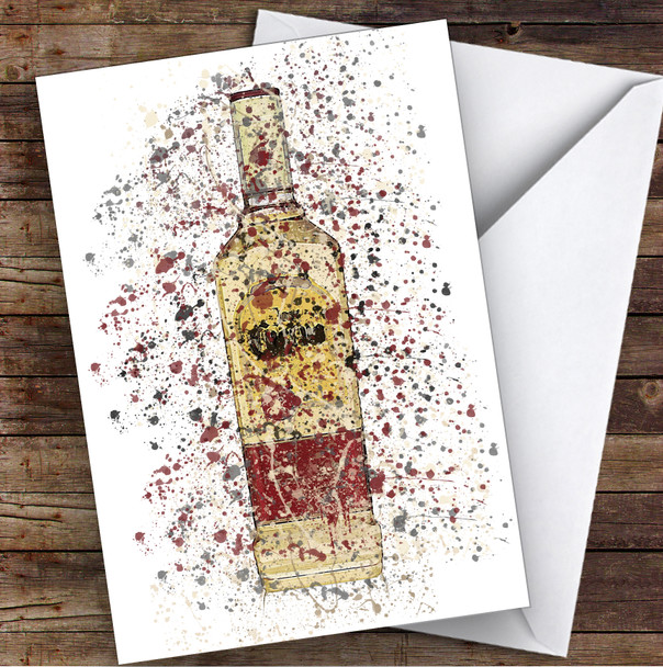 Watercolour Splatter Special Gold Tequila Bottle Personalised Birthday Card
