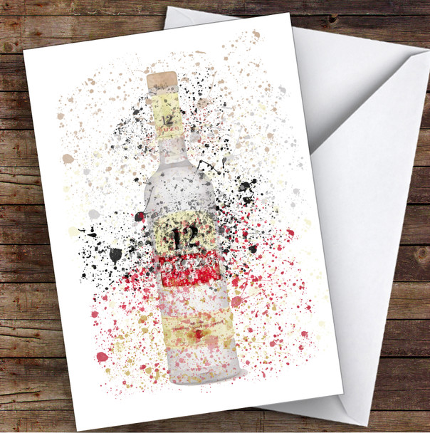 Watercolour Splatter Greek Anise Liqueur Bottle Personalised Birthday Card