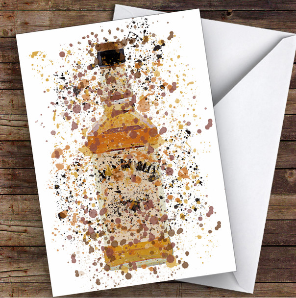 Watercolour Splatter Honey Jack Whiskey Bottle Personalised Birthday Card
