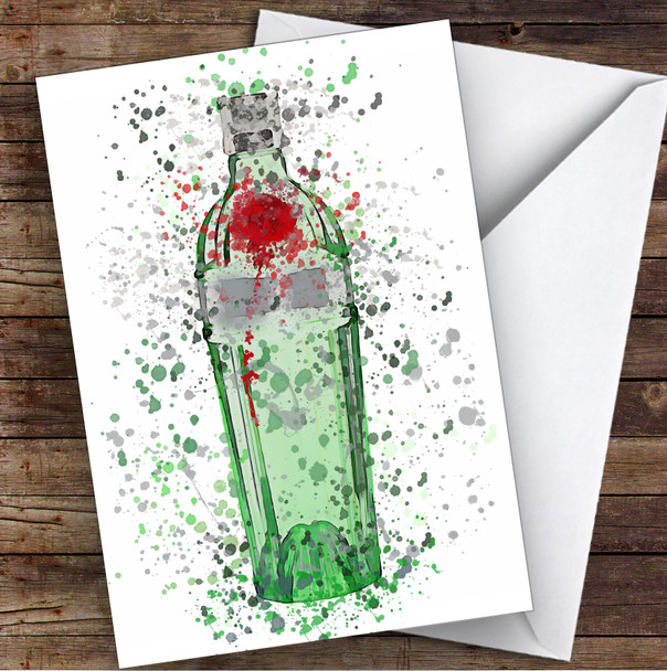 Watercolour Splatter Number Ten 10 Gin Bottle Personalised Birthday Card
