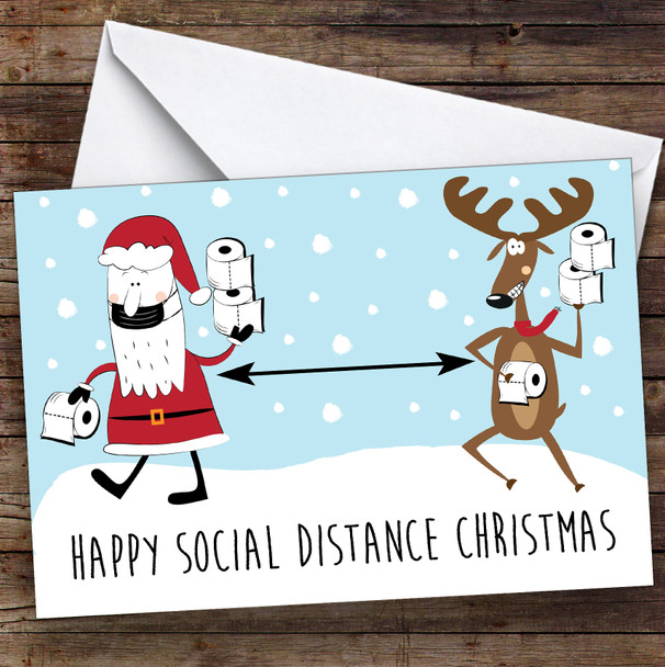 Funny Corona Santa Toilet Roll Distance Lockdown Personalised Christmas Card