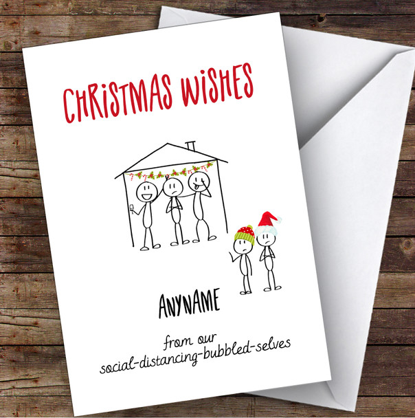 Funny Corona Social Distancing Selves Lockdown Personalised Christmas Card